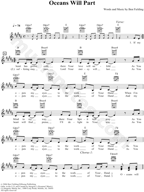 oceans hillsong piano music pdf